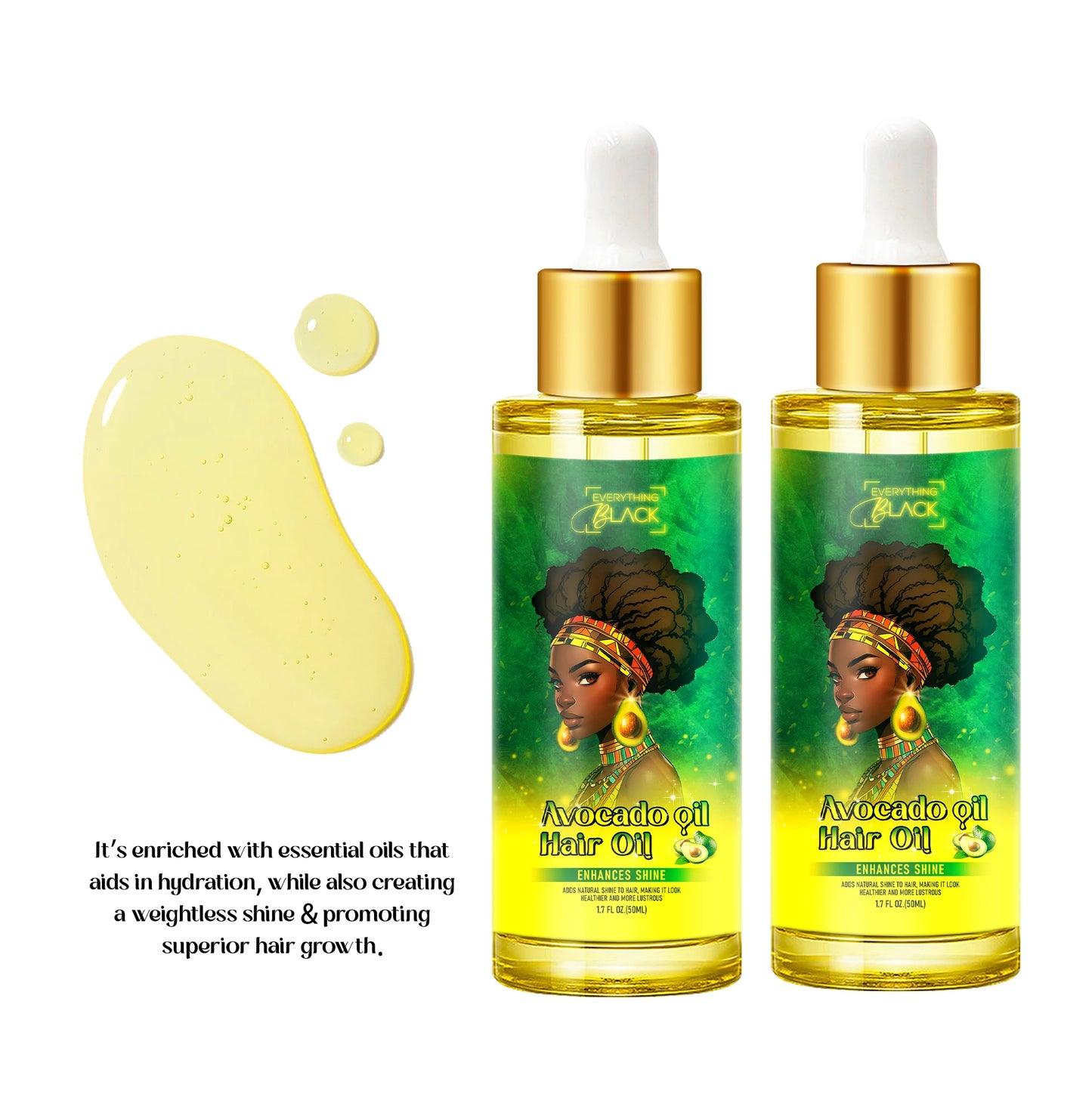 Natural Avocado Oil Anti-Frizz Hair Repair Oil Smooth African Black Women Hair Care Set