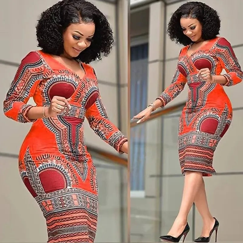 Robe African Chic – Élégance Ethnique en Rouge