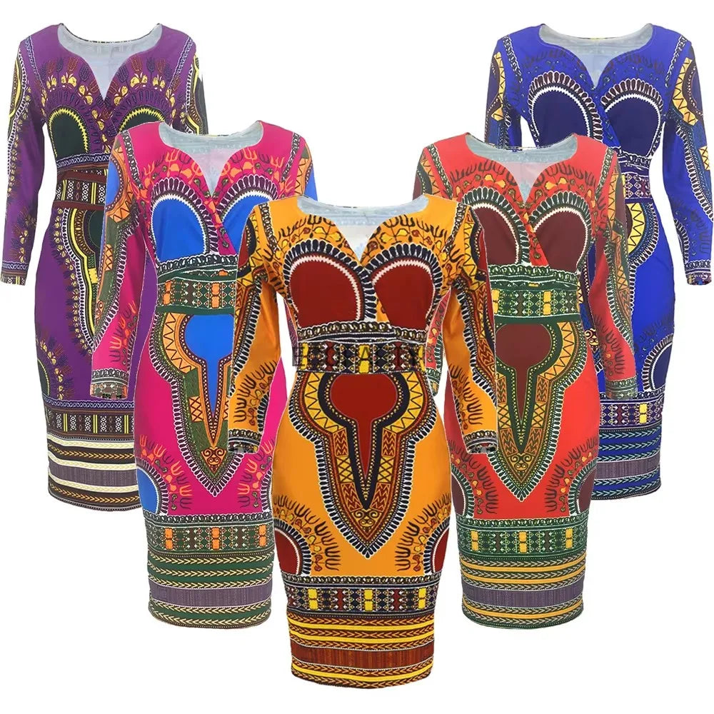 Robe African Chic – Élégance Ethnique en Rouge